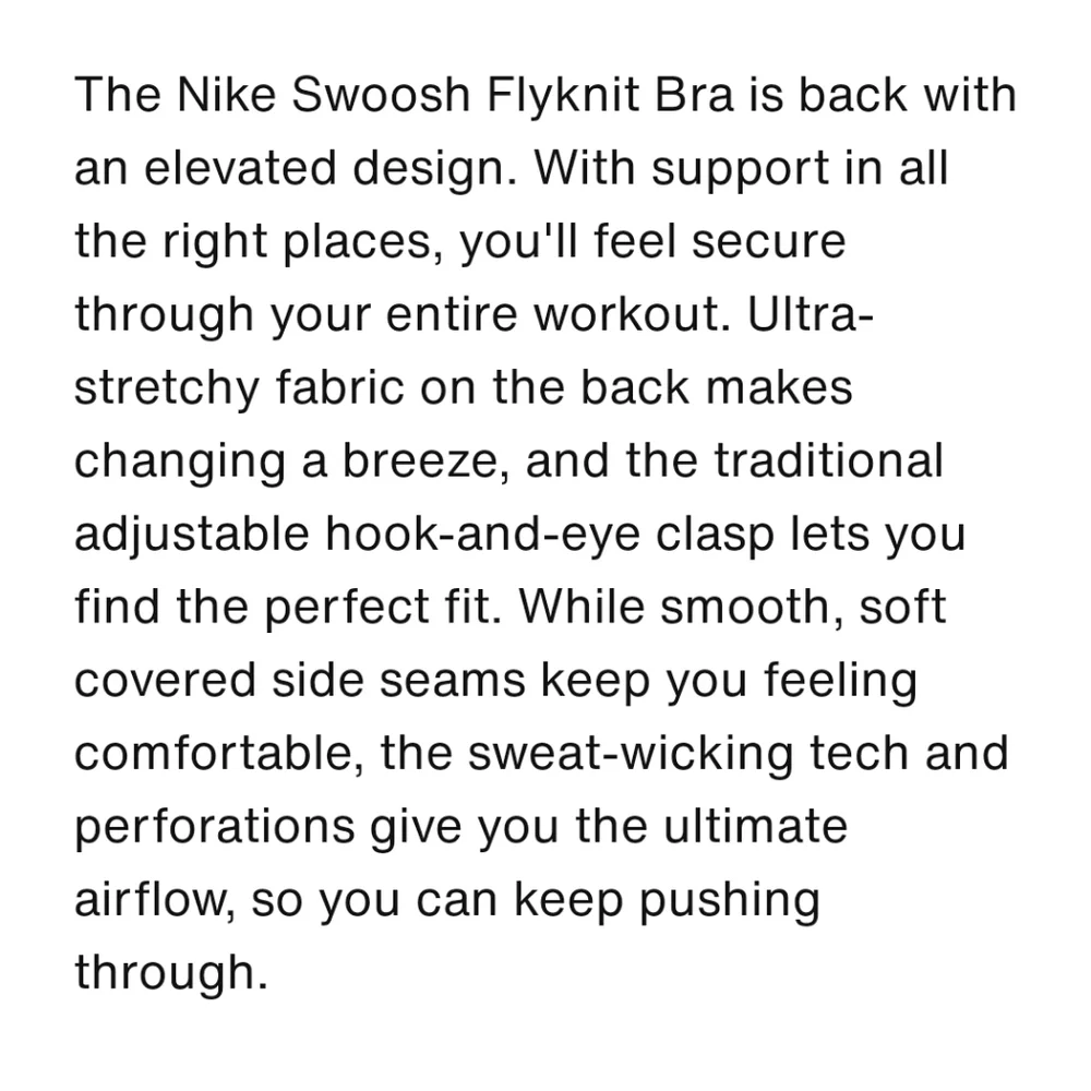 Nike swoosh flyknit high impact sports bra XL (A-B)